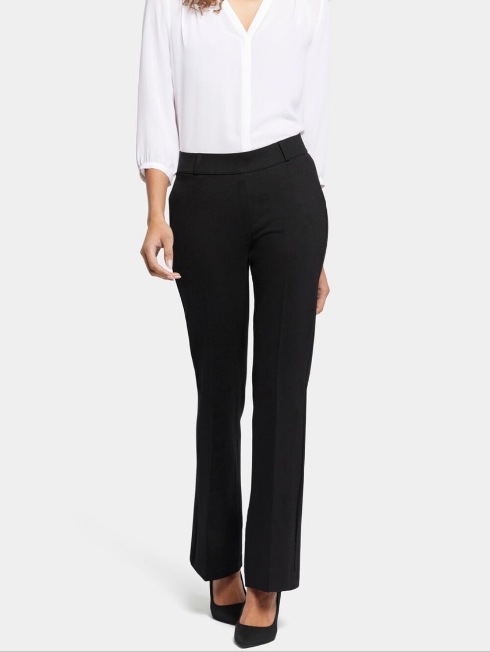 L NWT Sculpt Her by NYDJ Pull On Flare Leg Trouser in Black